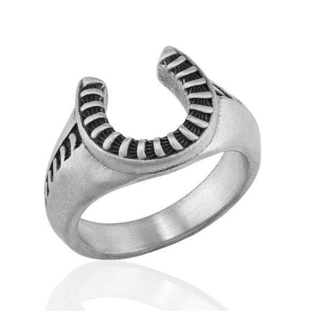 Montana Silversmiths Men's Striking Edge Lucky Horseshoe Ring Size 11 Retail $70